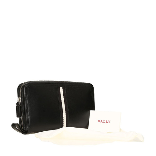 BALLY/巴利 男士TALMAN 6 小牛皮手拿包 6199943 黑色/米黑条纹