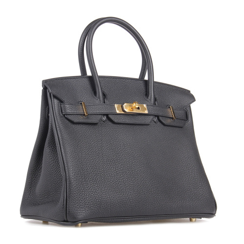 HERMES/爱马仕 Birkin30 黑色togo牛皮女士金扣手提包