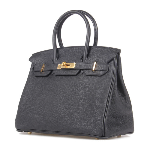 HERMES/爱马仕 Birkin30 黑色togo牛皮女士金扣手提包