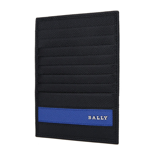 BALLY/巴利 男士黑色蓝色横条牛皮卡包LINDON.L/340