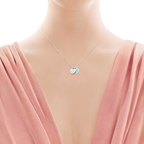 Tiffany&Co.纯银Return to Tiffany®蓝色双心标签吊坠项链 GRP06366