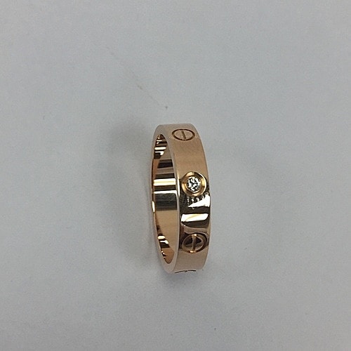 CARTIER(卡地亚) LOVE系列18k玫瑰金单钻戒指53#