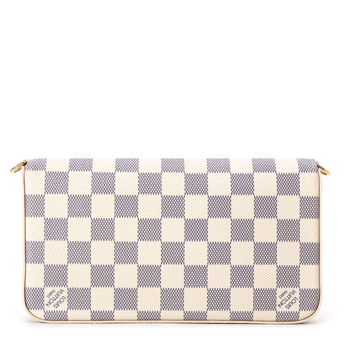 Louis Vuitton/路易威登 特价 白色棋盘格经典帆布女士链条多用斜挎包 Felicie N61363